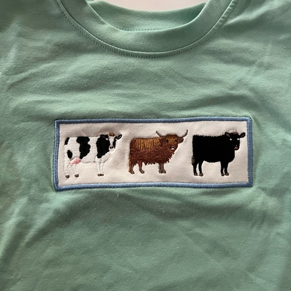 Blue cow embroidery shirt - Picture 6 of 7